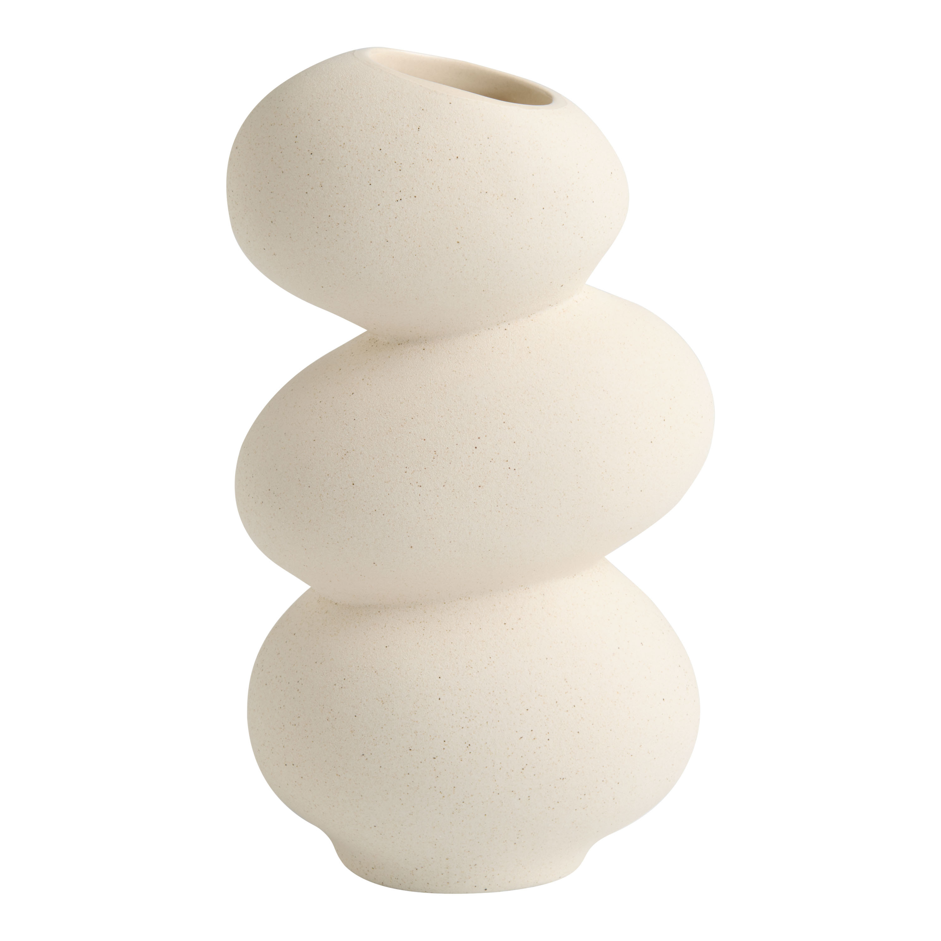 Ivory Ceramic Stacked Rocks Vase | World Market