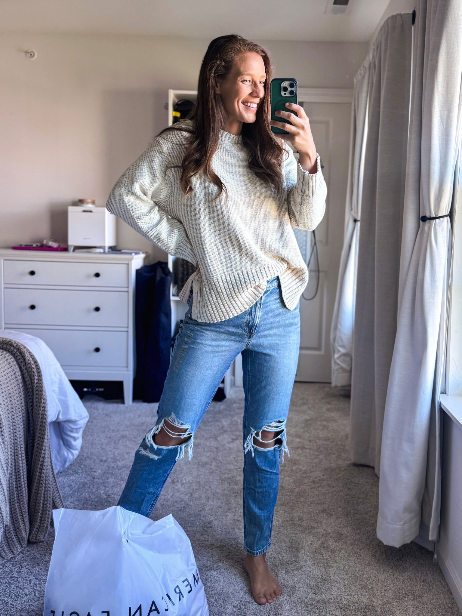 American Eagle straight leg jeans and beige pullover sweater! The perfect cozy fall outfit! 

30% off site wide plus code LTKFALLSALE for an extra 25% off! 😍

#LTKSaleAlert #LTKFallSale #LTKStyleTip