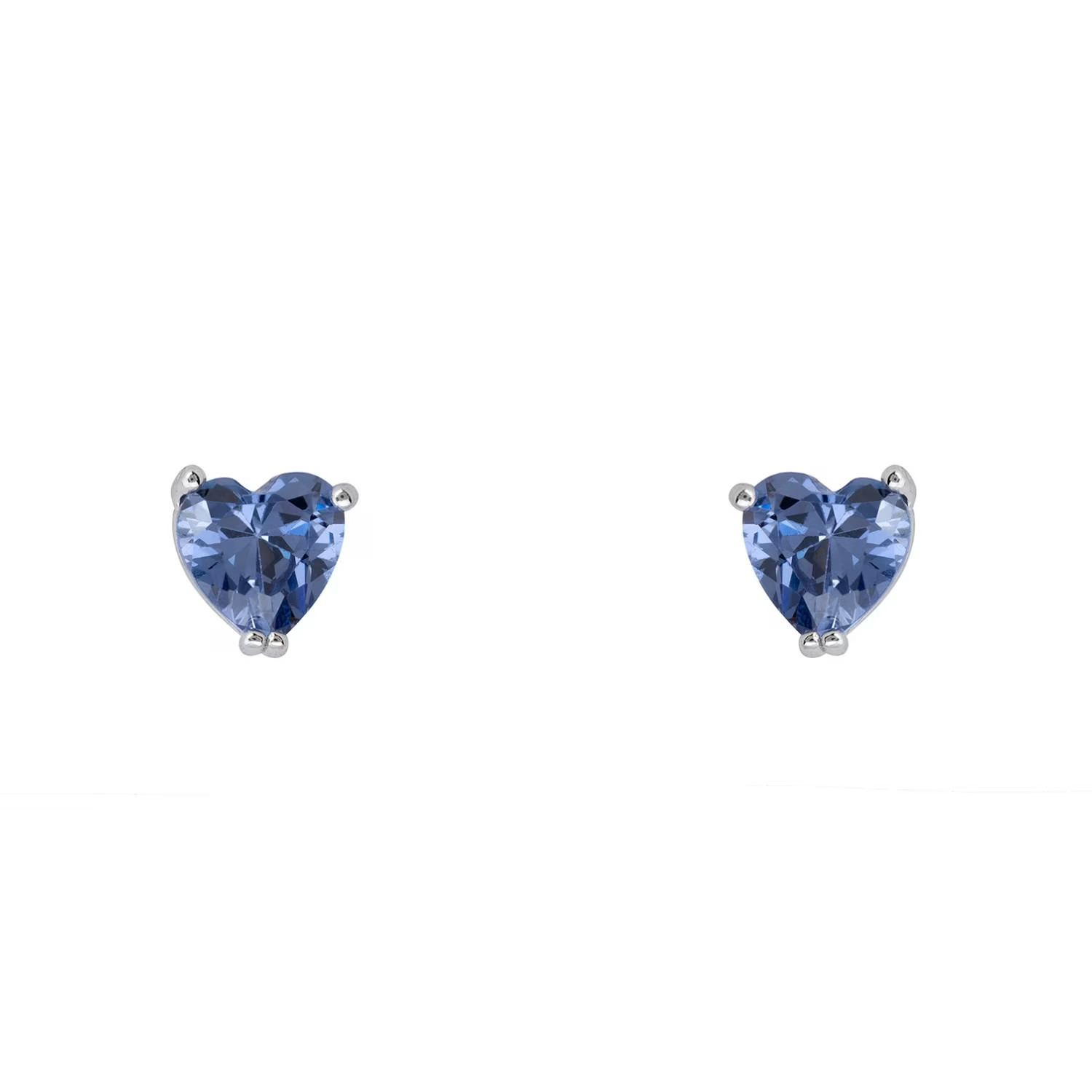 Asscher Cut Heart Stud Earrings Silver Tanzanite | Wolf & Badger