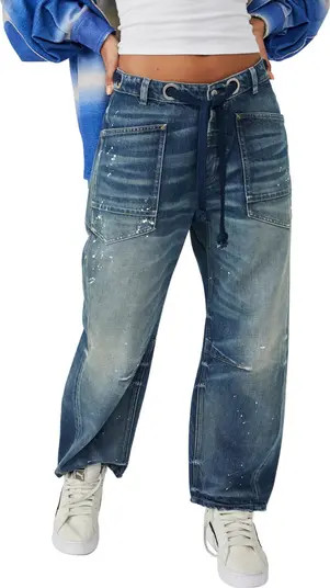 We the Free Moxie Barrel Paint Splatter Jeans | Nordstrom
