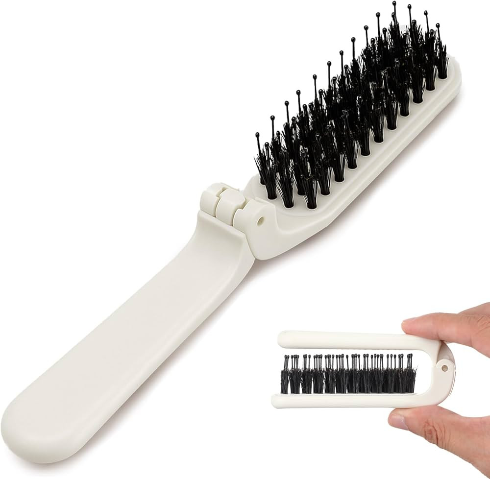 Foldable Hair Brush, Mini Portable Pocket Travel Boar Bristles Brush for Thin Thick Curly Wet Dry... | Amazon (US)
