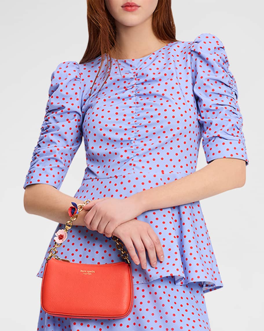 kate spade new york spring time ruched polka-dot peplum top | Neiman Marcus