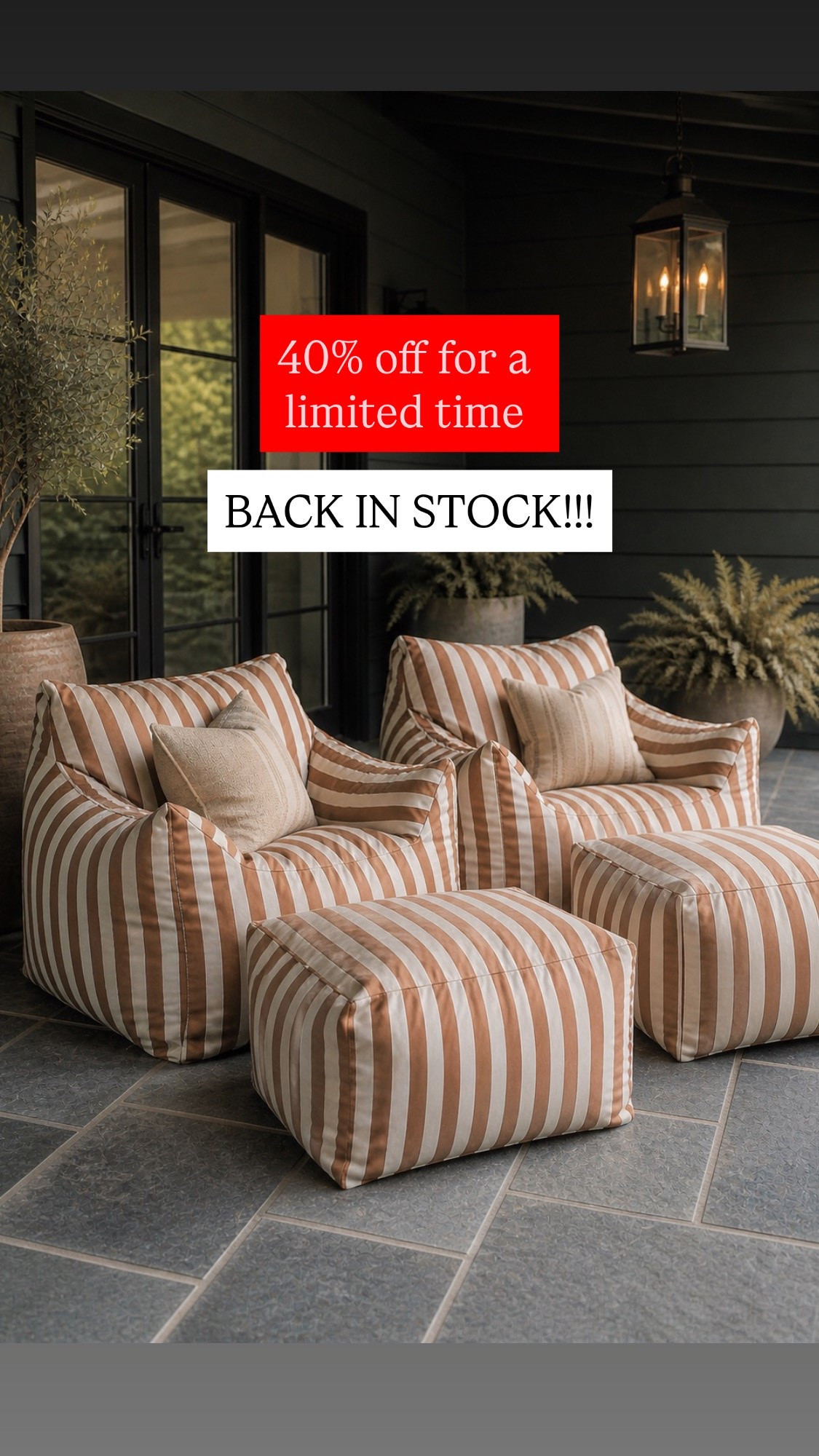 Kirkland’s bean bag loungers with Ottomans. ￼ on sale 40% off for a limited time these will sell out.

#LTKSeasonal #LTKmomlife