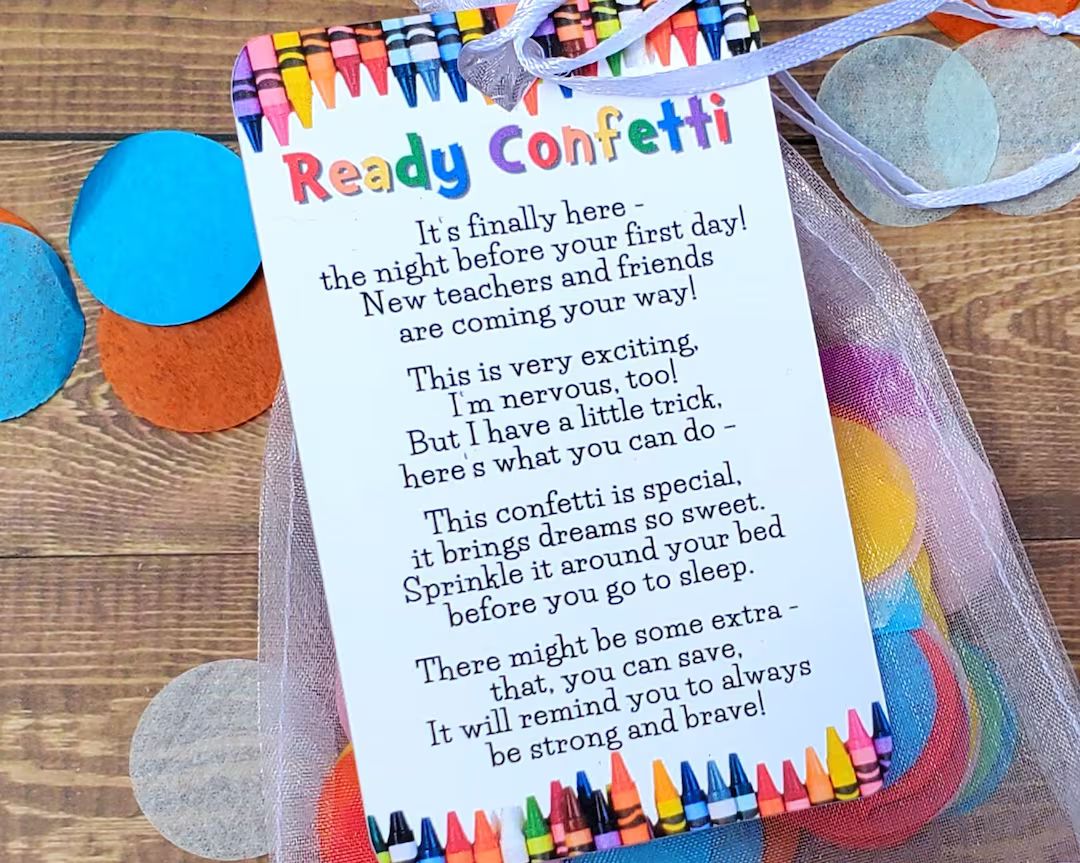 Ready Confetti Back to School, Night Before First Day of School, School Tradition, Kindergarten G... | Etsy (US)