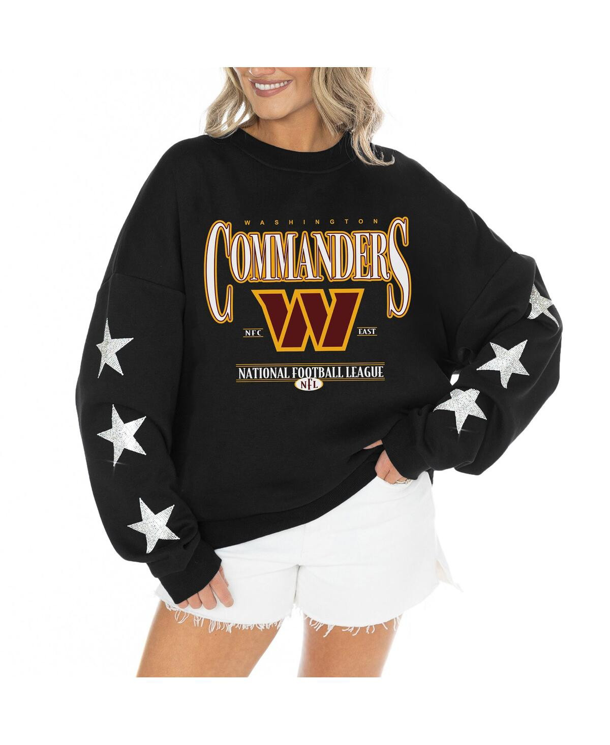Gameday Couture Women's Black Washington Commanders Rhinestone Star Sleeve Settle the Score Tri-Blend Pullover - Black | Macy's