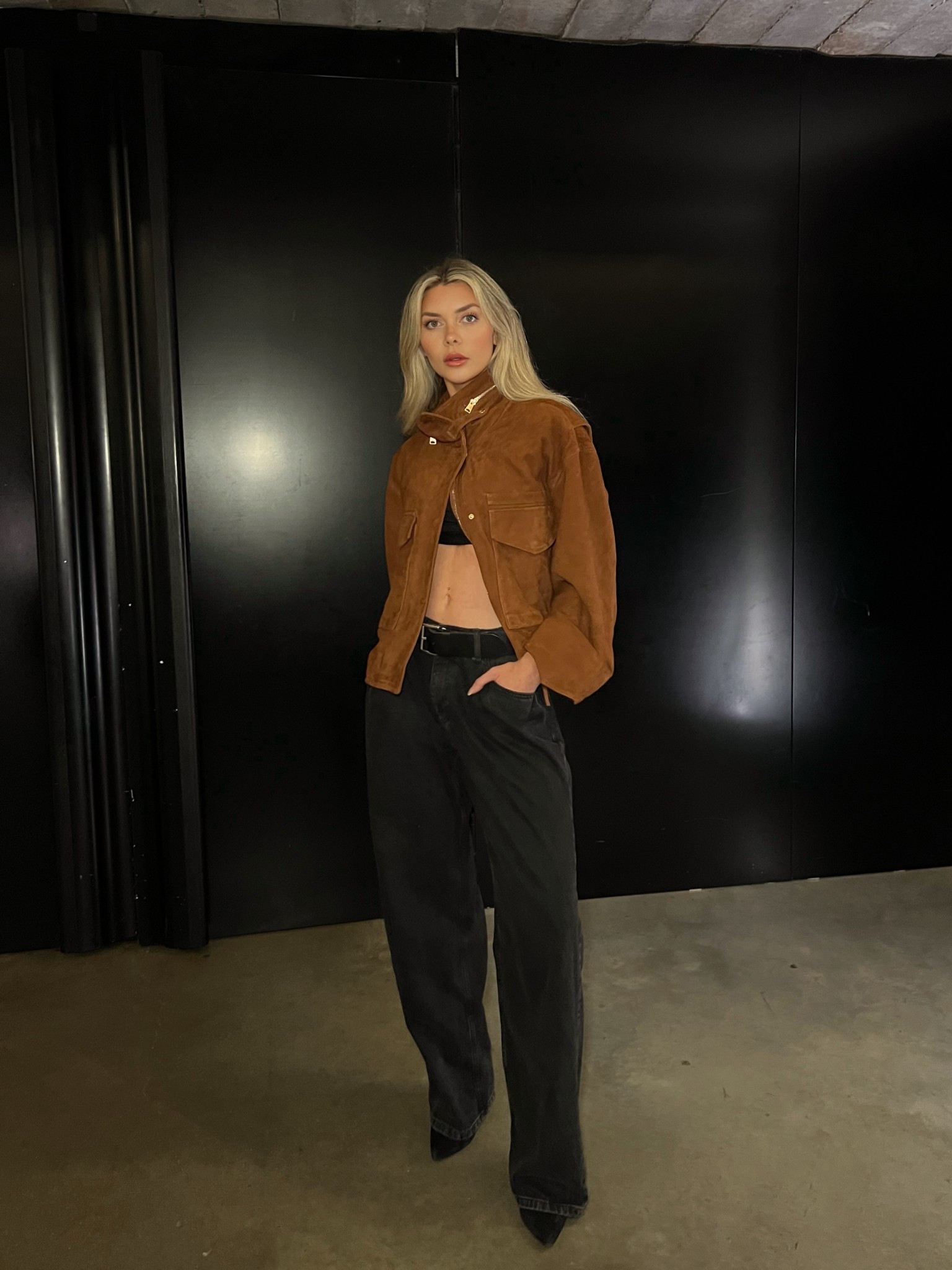 All saints CLAY FUNNEL NECK SUEDE CROPPED JACKET, brown suede jacket, baggy black jeans, washed black baggy jeans, conscious fashion, wolf and badger, wolf&badger, nocturne MID-RISE WIDE-LEG JEANS, allsaints pointed toe boots
#LTKautumn 

#LTKdatenight #LTKjeans