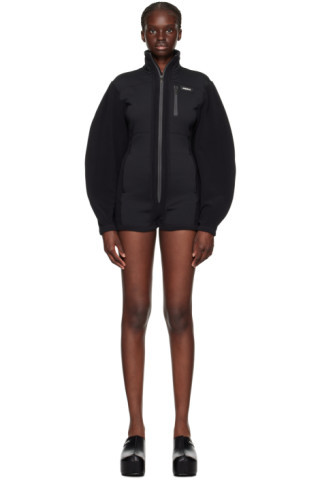 Black Zip Romper | SSENSE