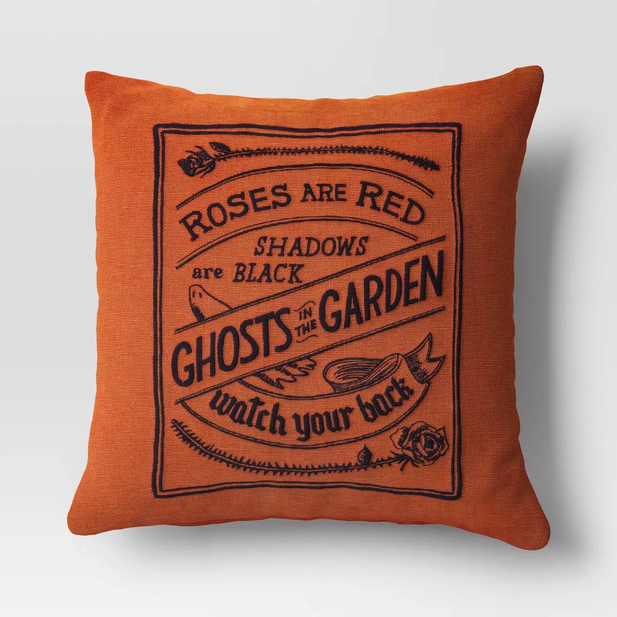 Embroidered Ghosts in the Garden Square Halloween Throw Pillow Orange - Threshold™ | Target