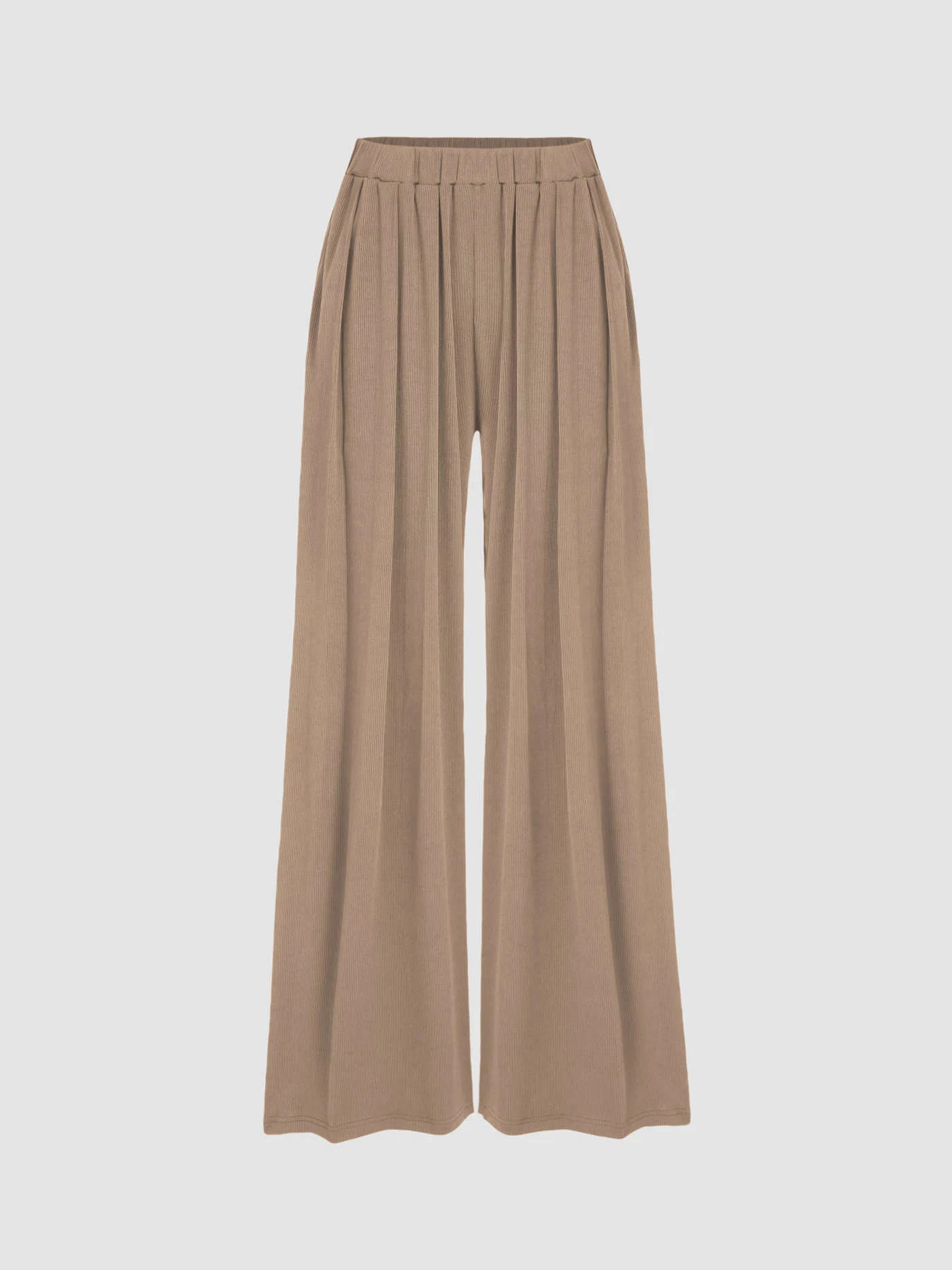 Solid Elastic Waist Wide Leg Pants | Cider