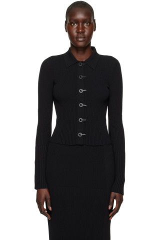 Black Gradient Rib Cardigan | SSENSE