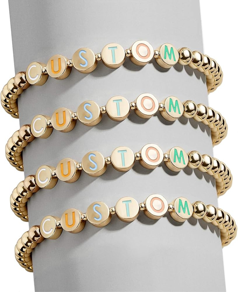 FERIER Personalized Bracelets for Women, Name Custom Beads Bracelets Friendship Couple Customize ... | Amazon (US)