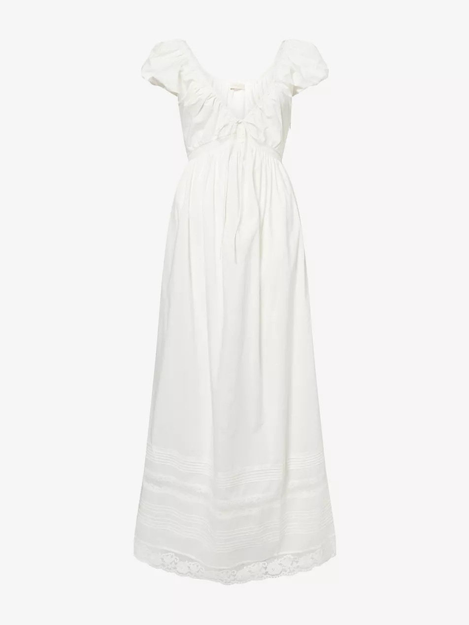 Elodia Lace-trim Cotton Maxi Dress | Selfridges