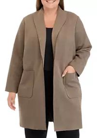 Grace Elements Plus Size Faux Suede Shawl Open Front Cardigan | Belk