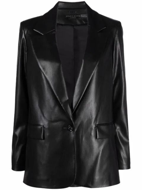 faux-leather single-breasted blazer | Farfetch (UK)