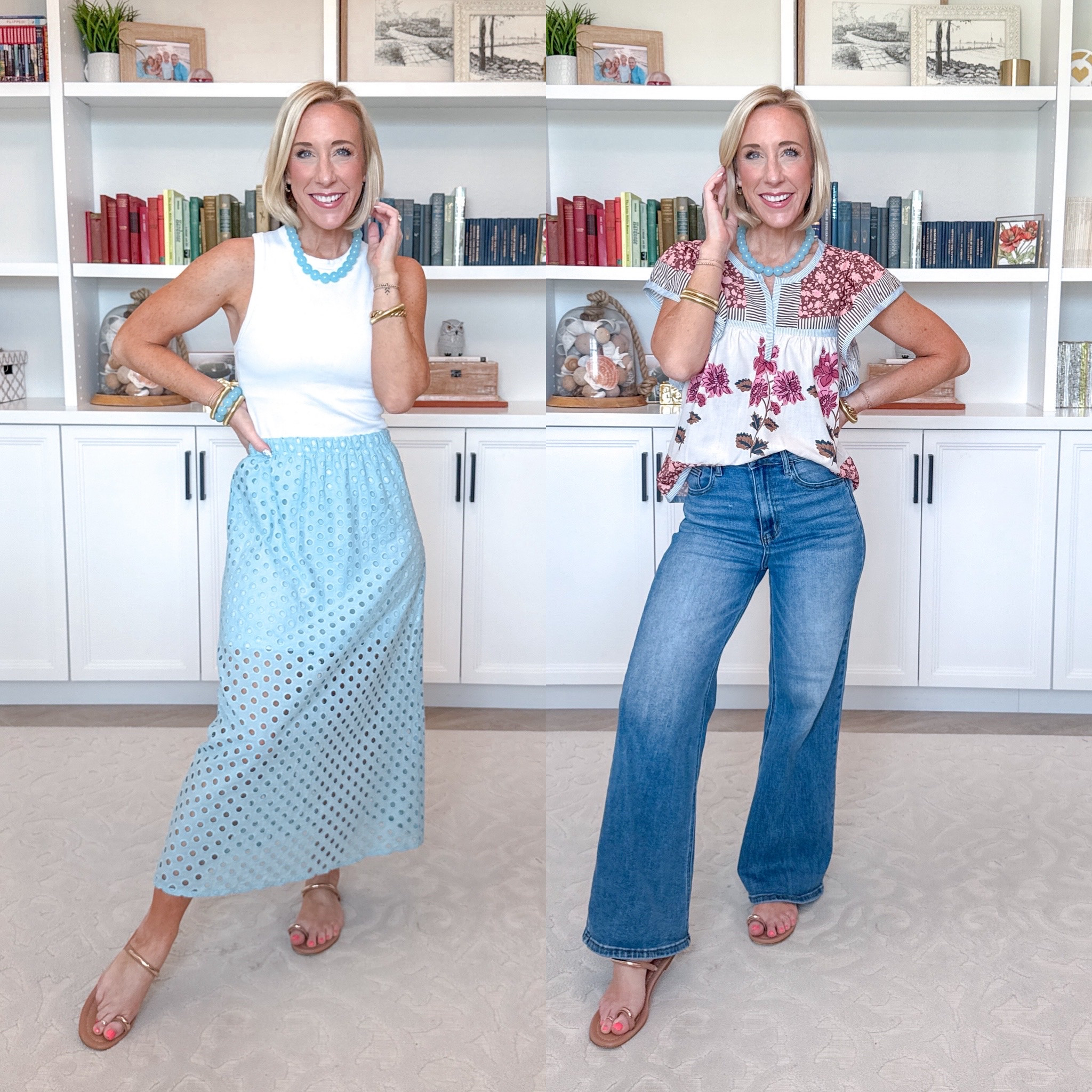 Amazon - fun new unboxing * White tank (with built in bra) - size small. Eyelet Maxi Skirt - size small. 10 colors. Floral Flutter Short Sleeve V Neck Top - size XS. 5 colors. * Wide Leg Jeans - size 25. 

 

#LTKSeasonal #LTKSaleAlert #LTKOver40