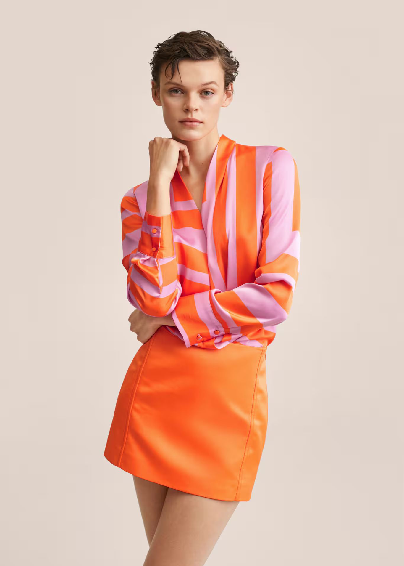 Satin print blouse | MANGO (US)