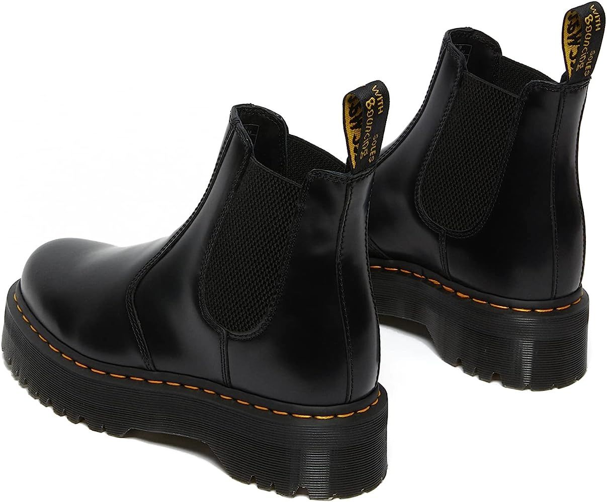 Dr. Martens Unisex 2976 Quad Platform Chelsea Boot, Black Polished Smooth, 9 Women/8 Men M US | Amazon (US)