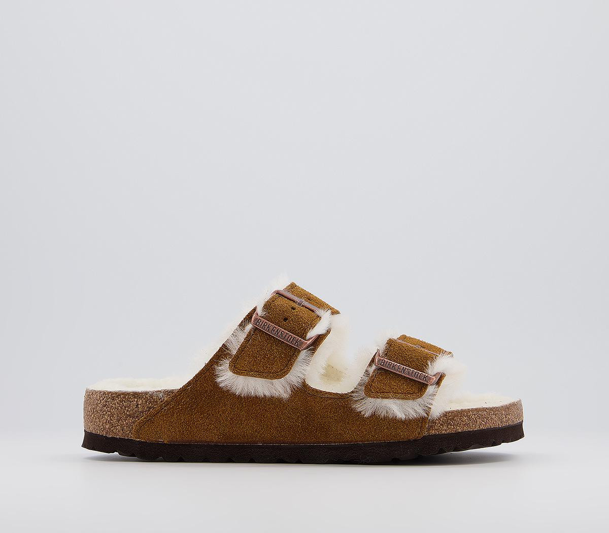 Birkenstock Arizona Shearling Sandals Mink - Sandals | OFFICE London (UK)