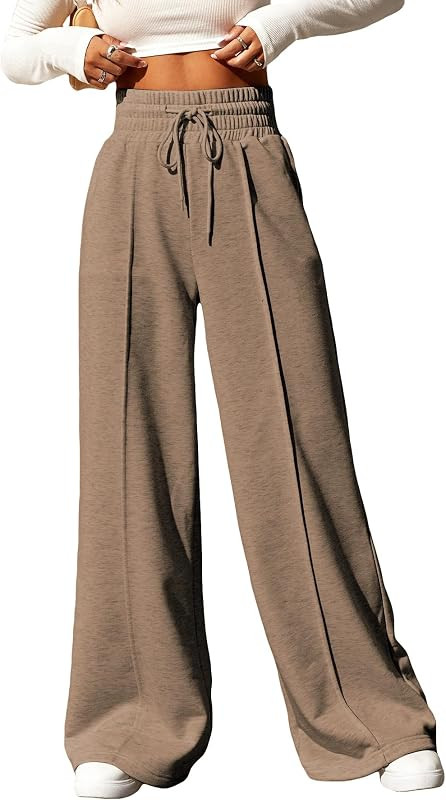 SOLY HUX Women's Drawstring High Waisted Wide Leg Long Pants Casual Sweatpants | Amazon (US)
