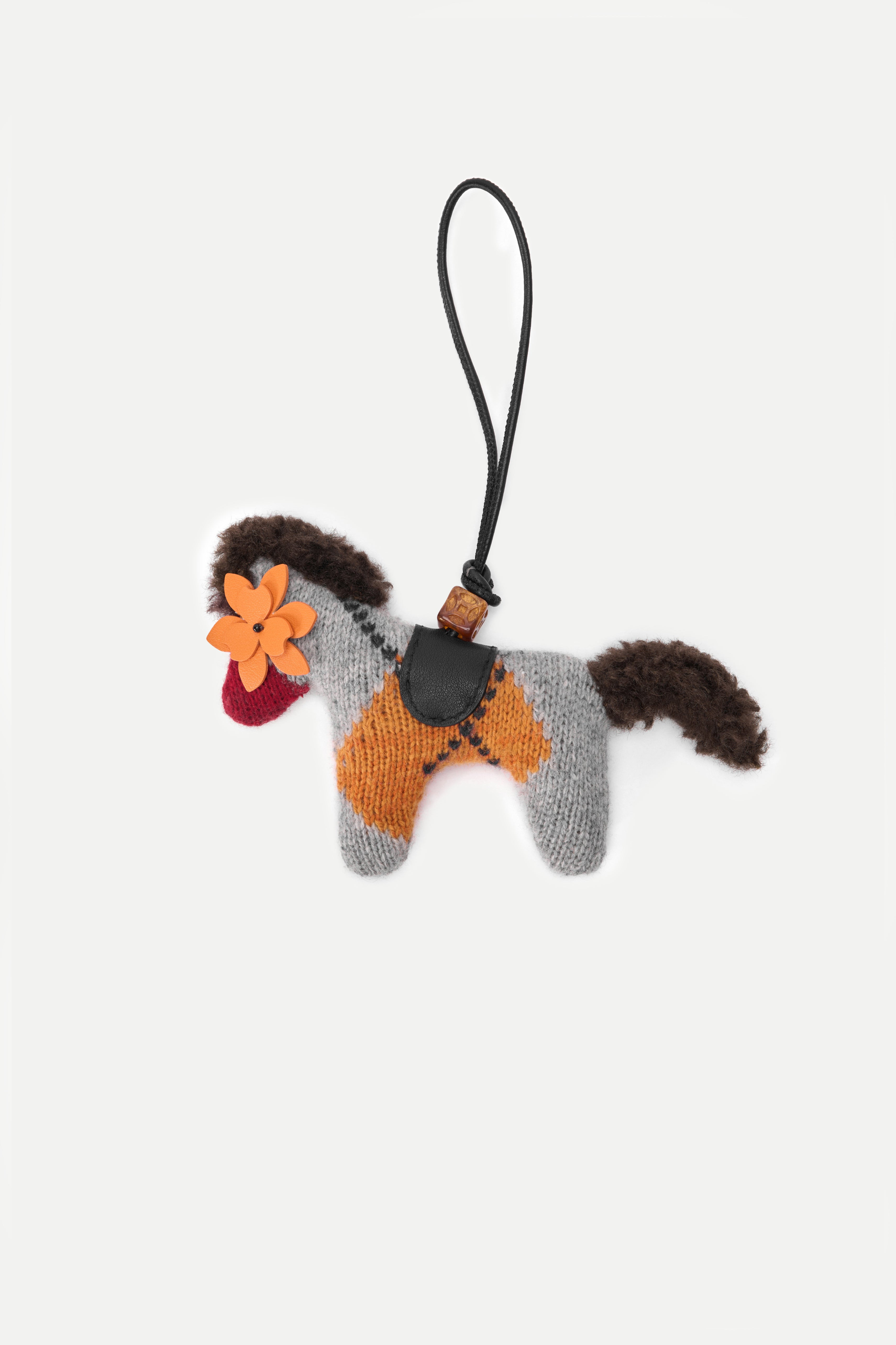 Phillipa Knit Gingham Flower Eye Pony Bag Charm | Fabrique