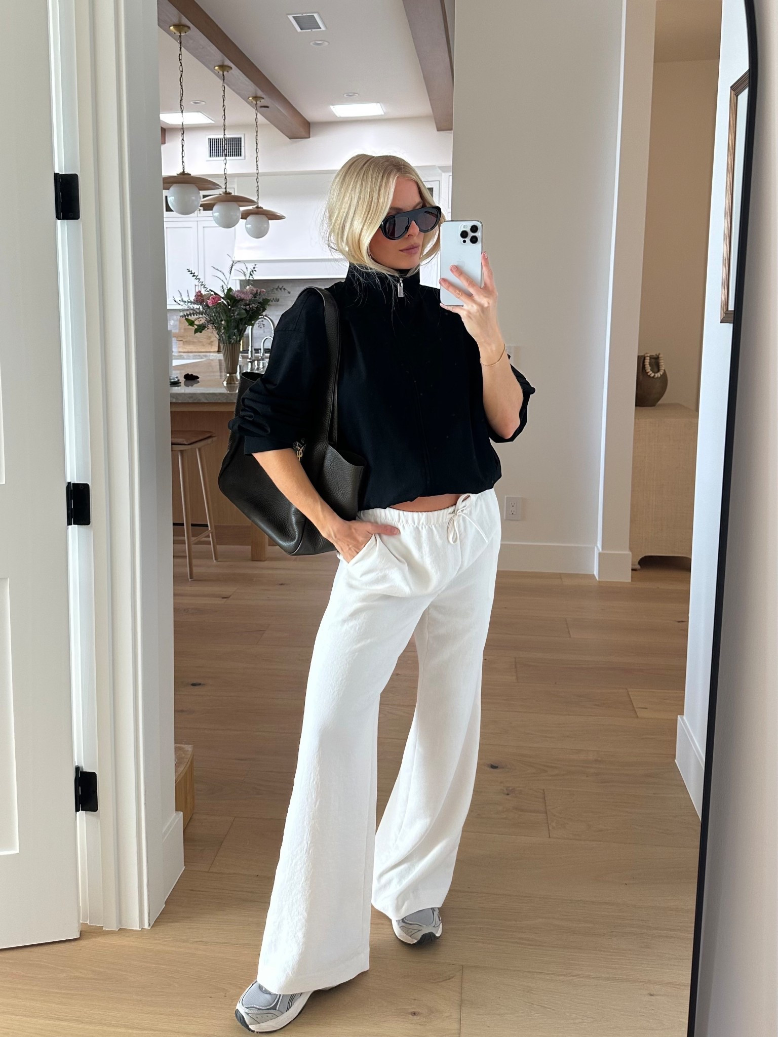 Wearing a medium in jacket, small reg in pants (light birch), shoes run tts! #kathleenpost

Spring transition outfit, errands outfit, school drop off, school pick up, airport outfit, travel outfit, bump friendly, maternity, viral Aritzia pant, lodge pants

#LTKSeasonal #LTKootd #LTKBump