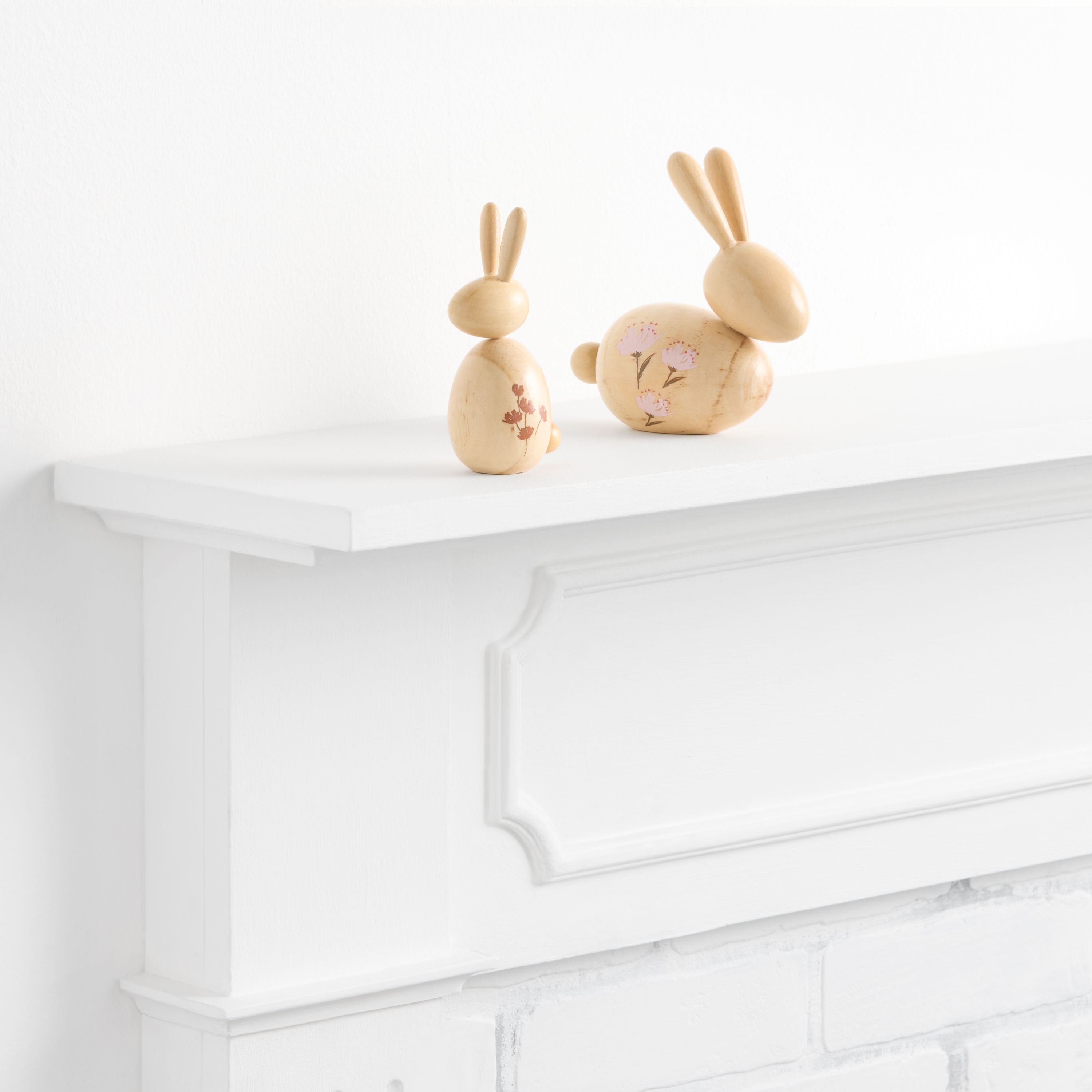 Natural Wood Floral Bunny Decor | World Market