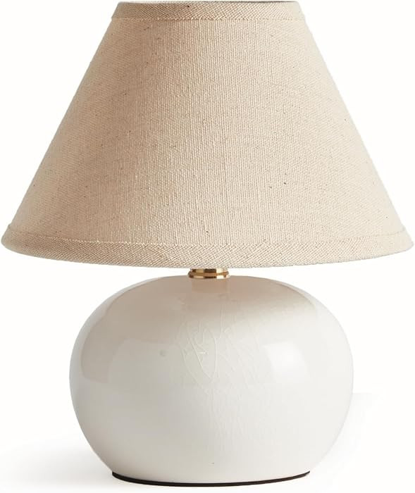 Napa Home & Garden Oscar Off-White Crackle Glaze Ceramic & Linen Drum Shade Mini Lamp 6.75" x 8" ... | Amazon (US)