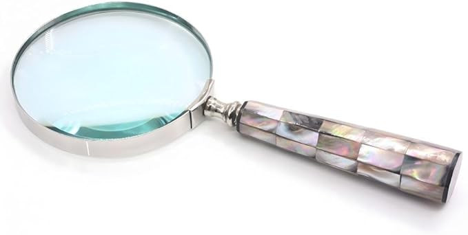 Vintage Magnifying Glass with 10x Lens Mother of Pearl Handle Brass Frame Handheld Antique Style ... | Amazon (US)