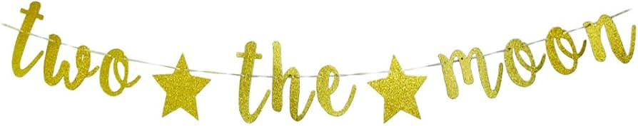Two the Moon Banner- To The Moon Party Sign,Baby 2nd Birthday Party Supplies,2th Birthday Outer S... | Amazon (US)
