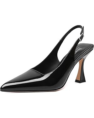 Susanny Slingback Kitten Heels Elegant Dressy Pumps for Women Closed Pointy Toe Sexy Chunky High ... | Amazon (US)
