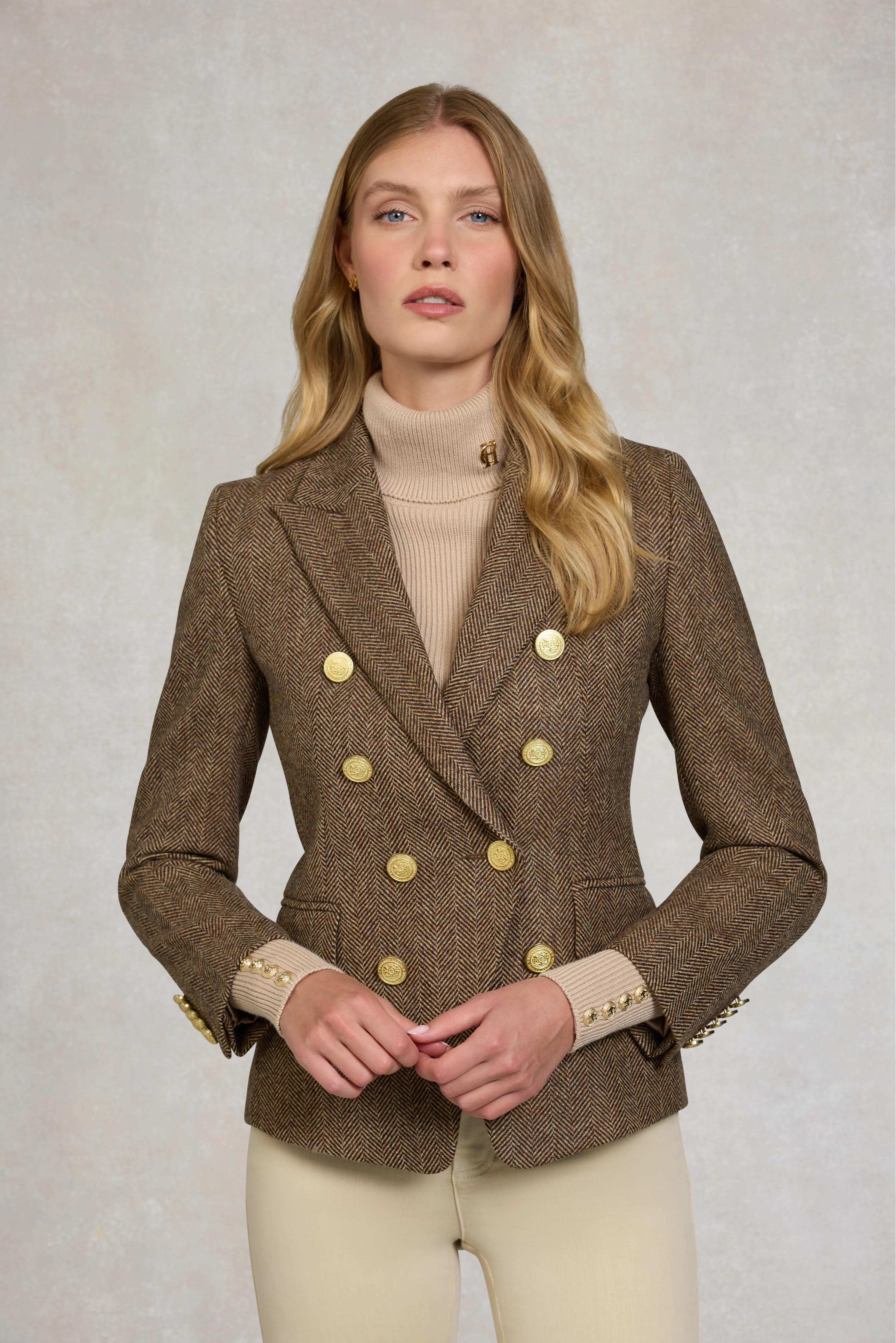 Knightsbridge Blazer (Large Scale Brown Herringbone) | Holland Cooper