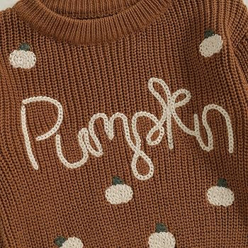 Baby Boy Girl Halloween Sweater Pumpkin Embroidery Long Sleeve Knit Pullover Sweatshirt Tops Todd... | Amazon (US)