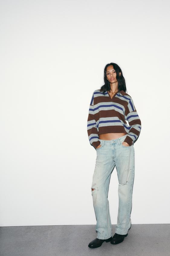 STRIPED KNIT POLO SHIRT | Zara UK