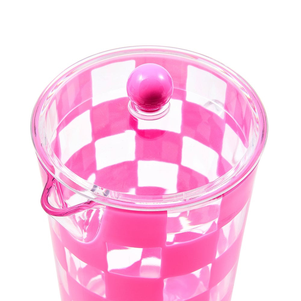 Pink Check Acrylic Pitcher | MacKenzie-Childs