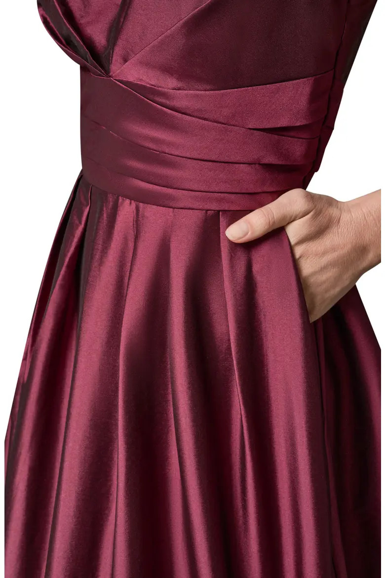 Donna Karan New York Plunge Neck Taffeta Midi Dress (Women) | Nordstrom | Nordstrom