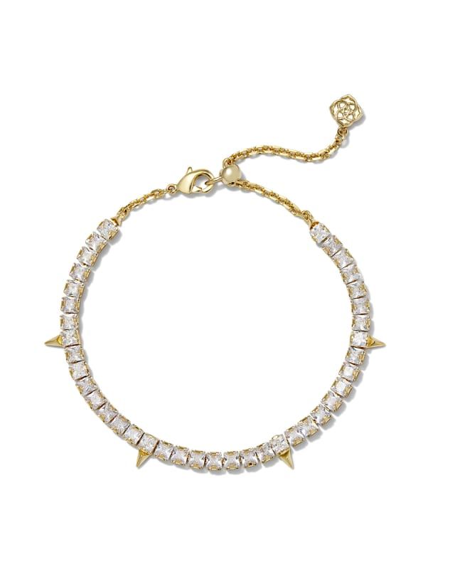 Jacqueline Gold Tennis Bracelet in White Crystal | Kendra Scott