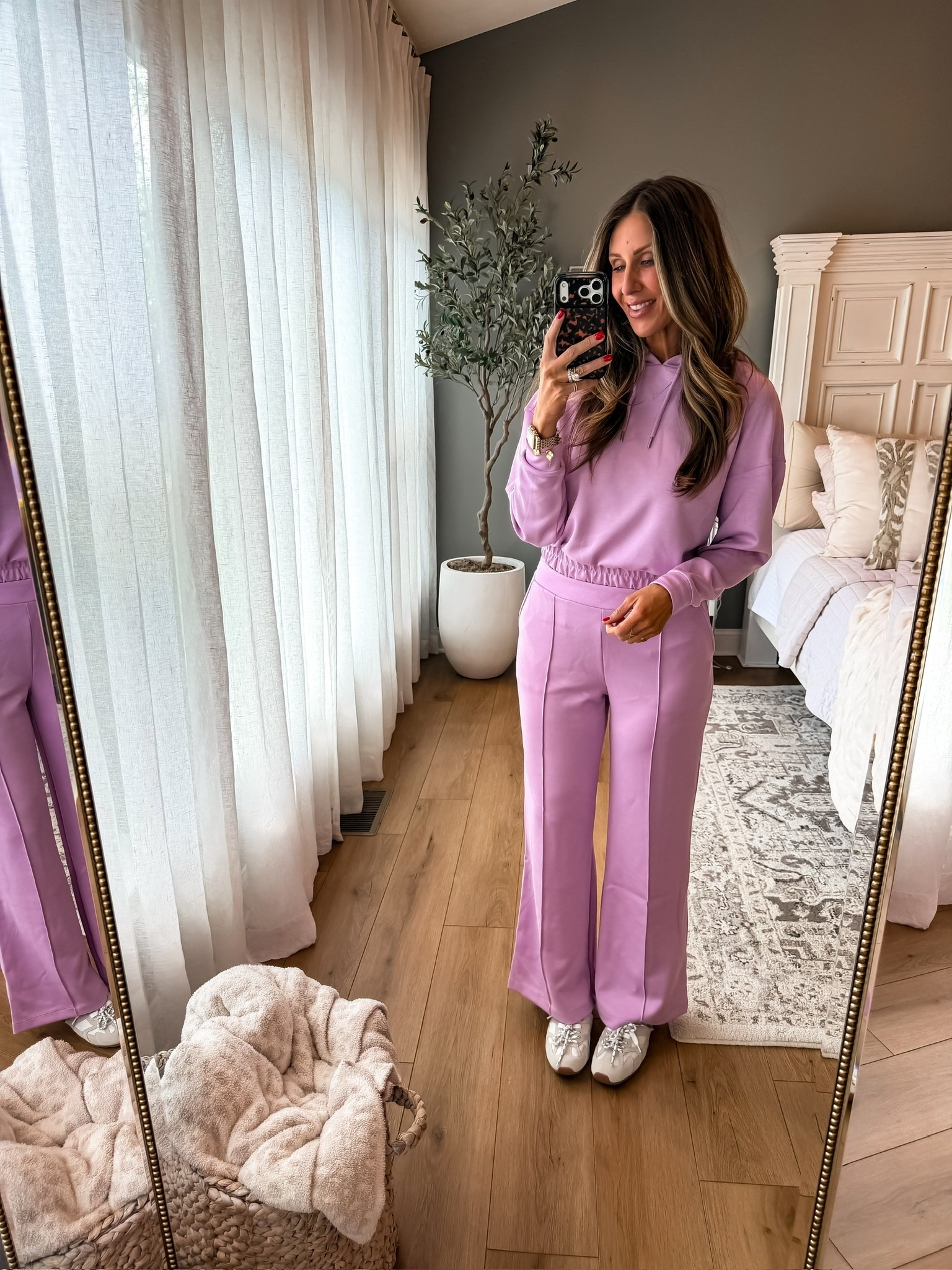 this lavender set is the perfect mix of comfy and put together. the wide leg pants are so flattering, the sweatshirt is oversized in the best way, and the whole look feels elevated while still being insanely comfortable.

matching set, comfy outfit, lounge set, airport outfit, casual chic style, wide leg pants, amazon fashion finds, athleisure outfit, cozy outfit ideas, monochrome outfit, travel day outfit, themominstyle

#LTKTravel #LTKSeasonal #LTKootd