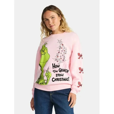 Dr Seuss The Grinch Women's Graphic Fleece Sweatshirt with Long Sleeves, Sizes XXS-XXL | Walmart (US)