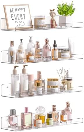 upsimples Acrylic Shelves for Bathroom Storage, 15" Floating Shelves Wall Organizer for Perfume, ... | Amazon (US)
