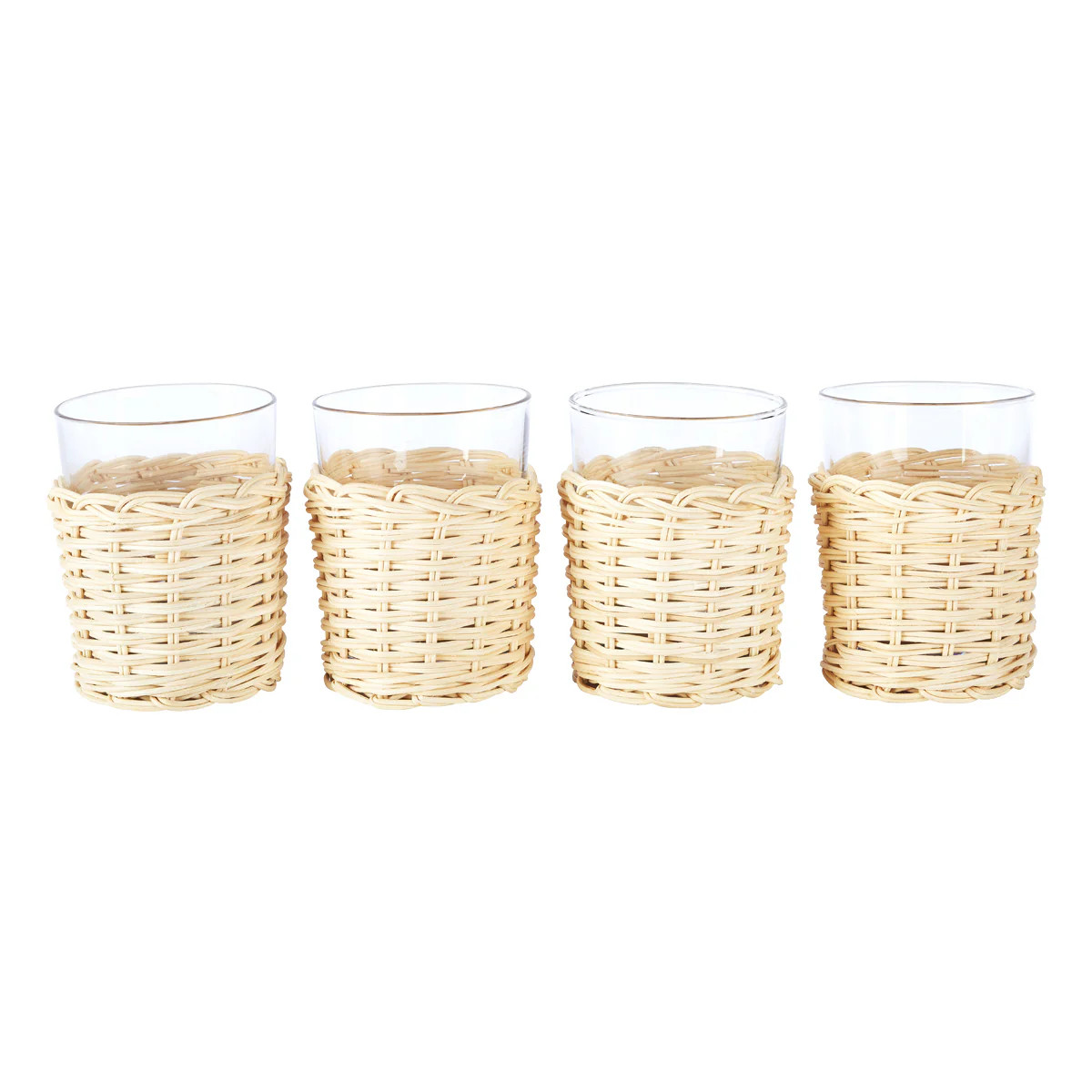Rattan Wrapped Tumbler, Set of 4 | Amanda Lindroth