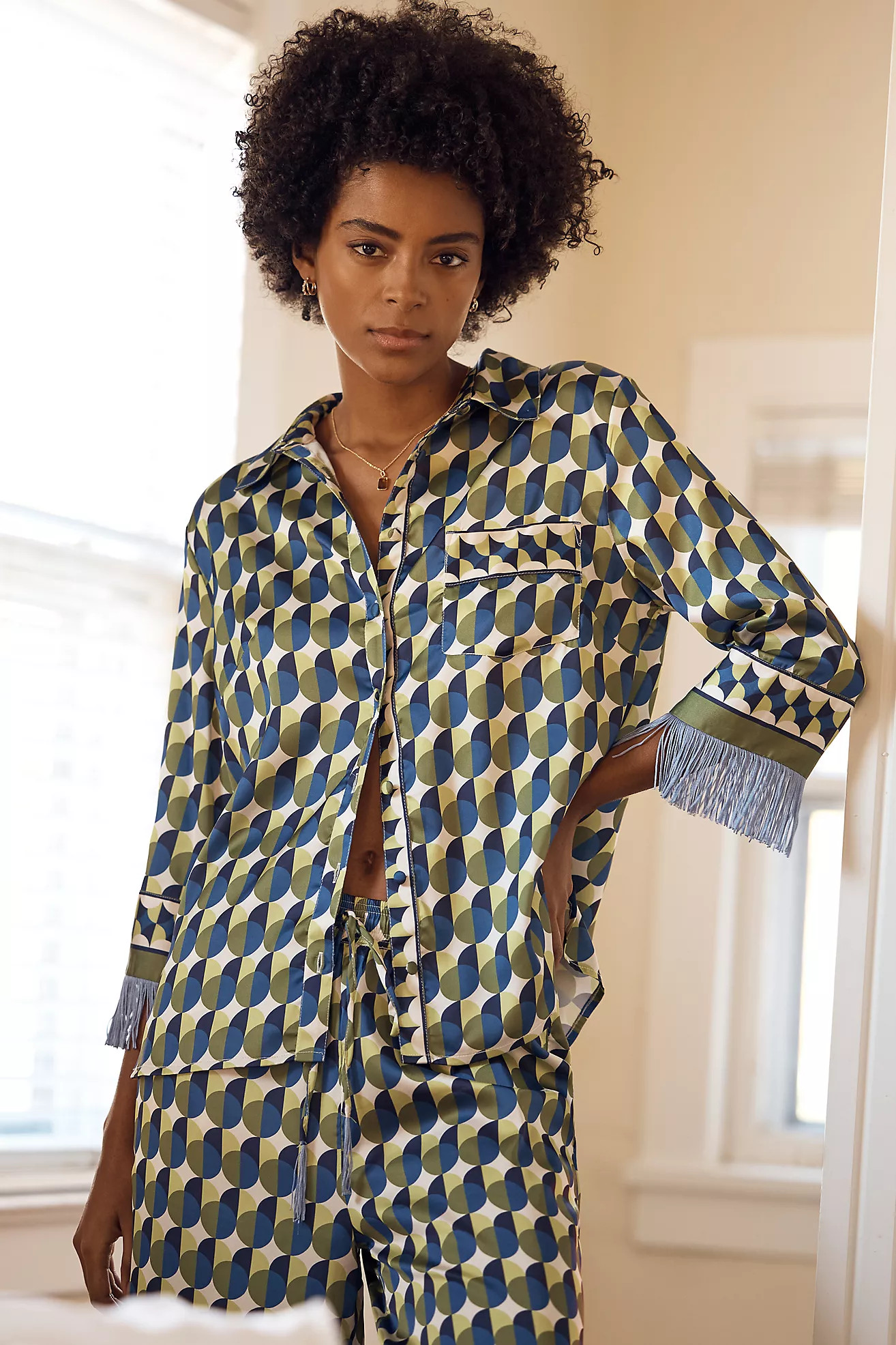 By Anthropologie Fringe Cuff Pajama Top | Anthropologie (US)