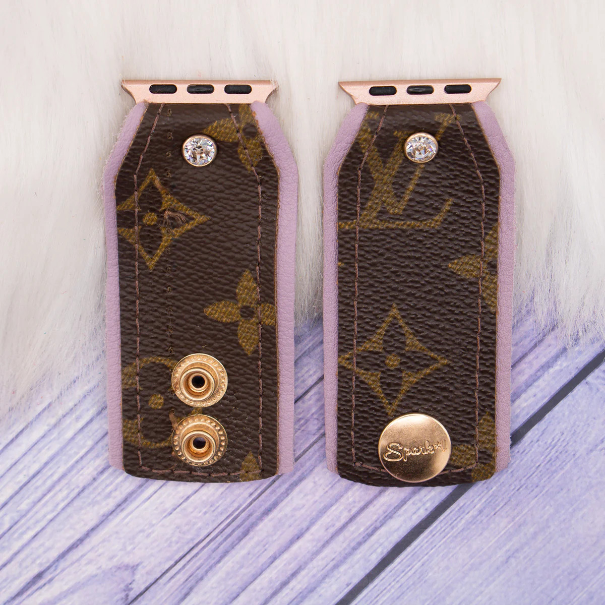 Perfectly Imperfect - (XS) Bow Band in Upcycled Lv Monogram With Lavender With Logo (Apple Watch ... | Sparkl