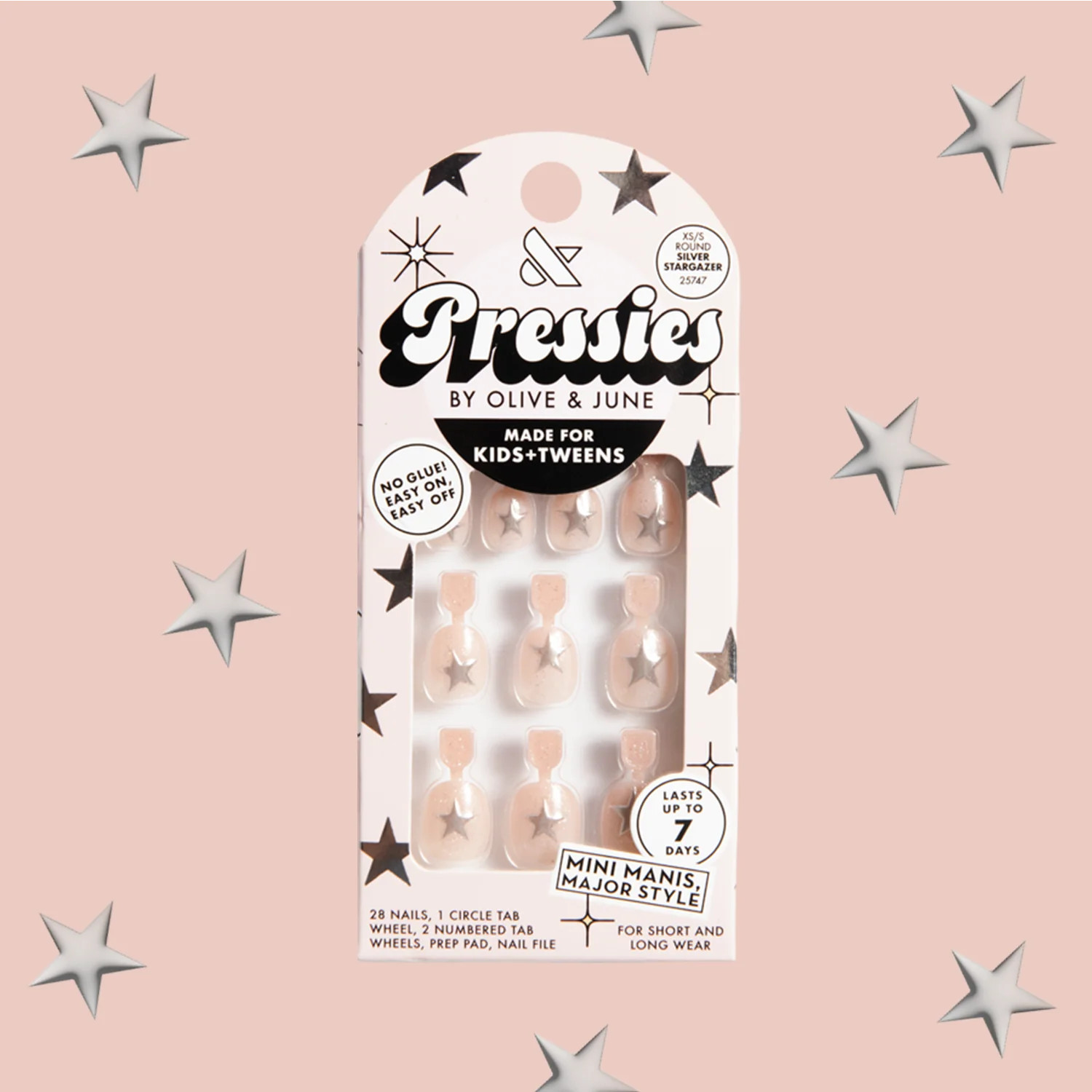 Silver Stargazer - Pressies | Extra Short Short | Round | Olive & June