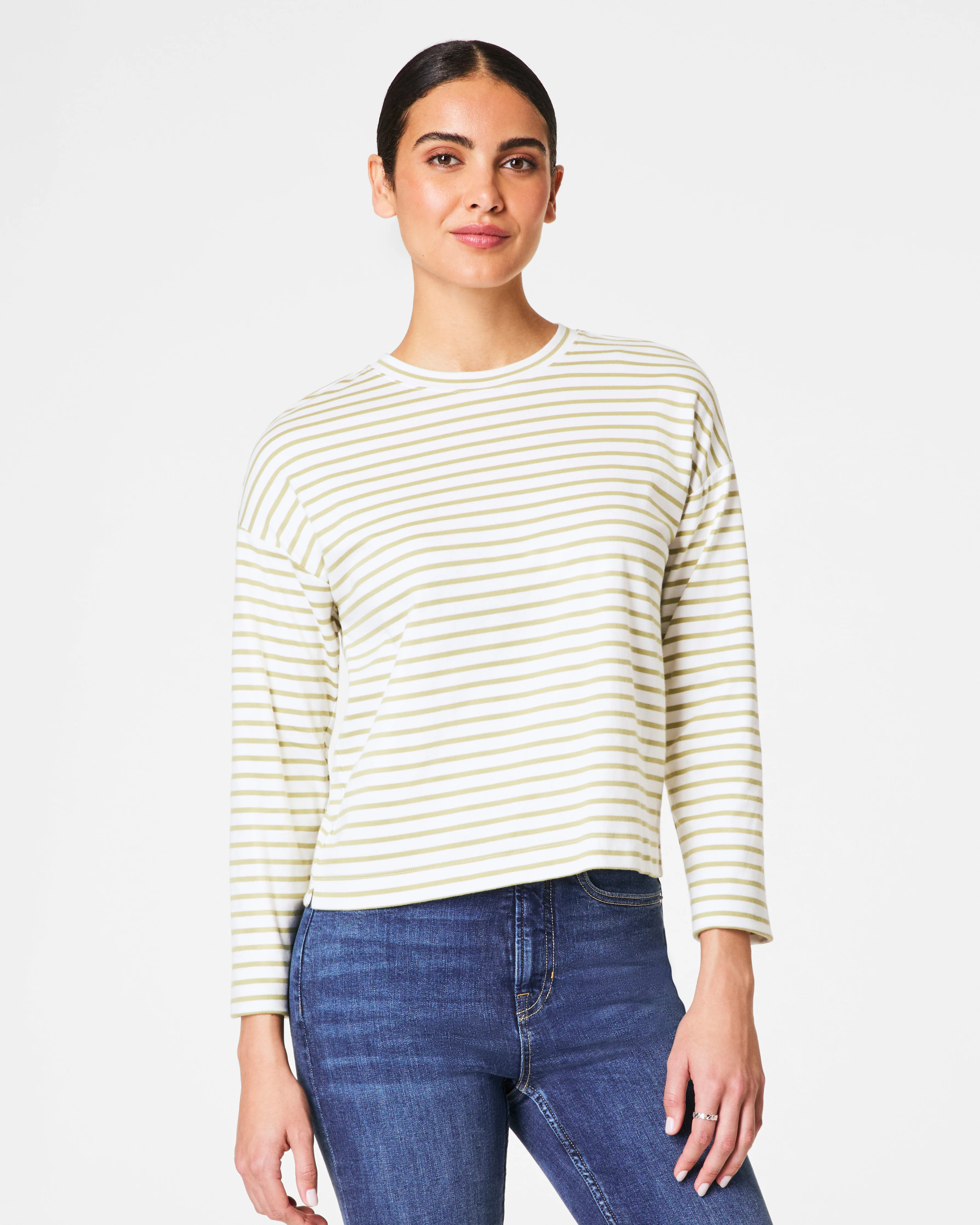 SPANX® Cotton Long Sleeve Crewneck Top, Stripe | Spanx Canada