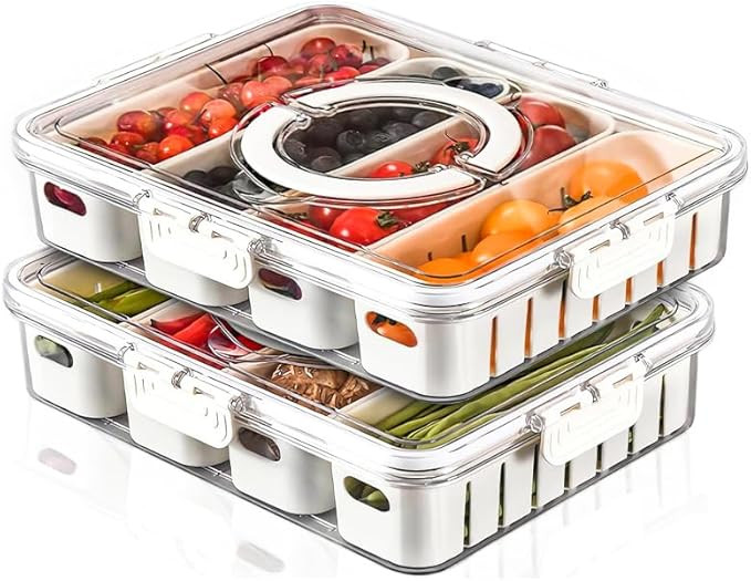 Portable Fruit Storage Containers for Fridge, 4 Compartments Snack Box Container, BPA-Free Divide... | Amazon (US)