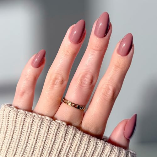 Glamnetic Press On Nails - Mauve Obsession | Short Almond Muted Purple Fake Nails, Salon Quality Nails | 15 Sizes - 30 Nail Kit with Glue | Amazon (US)