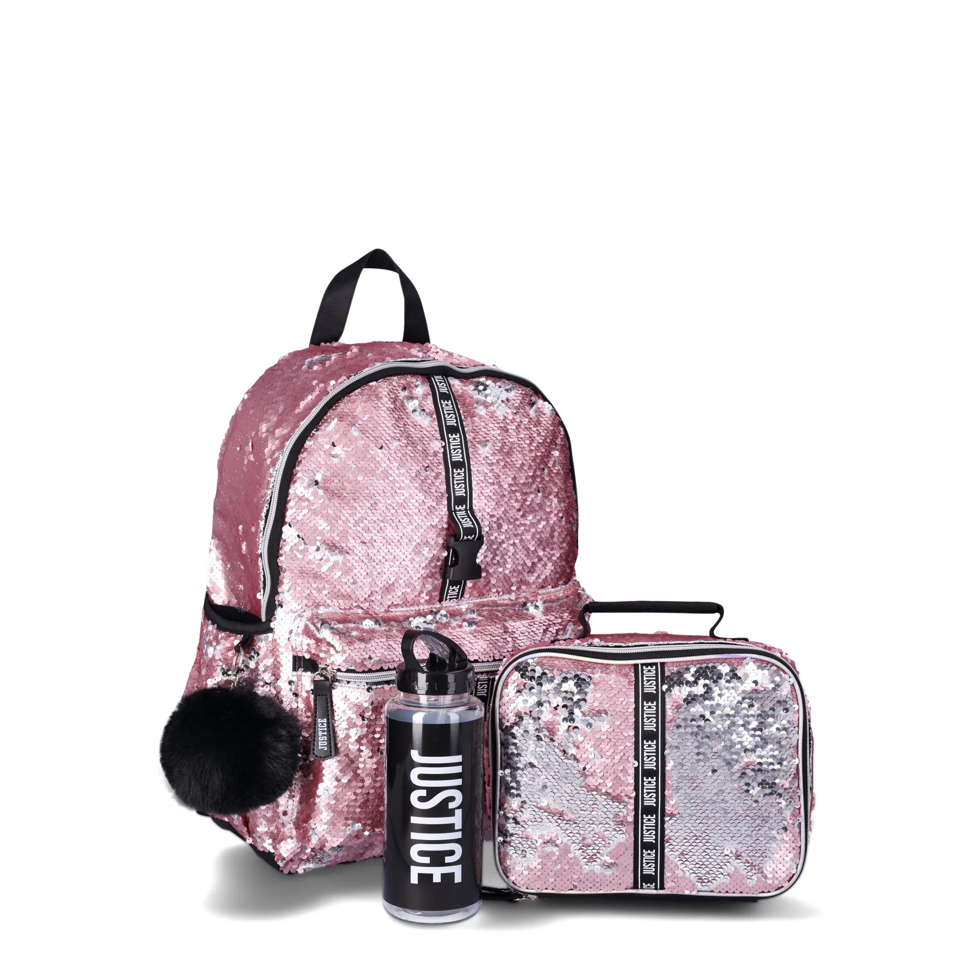 Justice Kids’ Backpack Set with Lunch Bag, 4-Piece, Pink Sequins | Walmart (US)