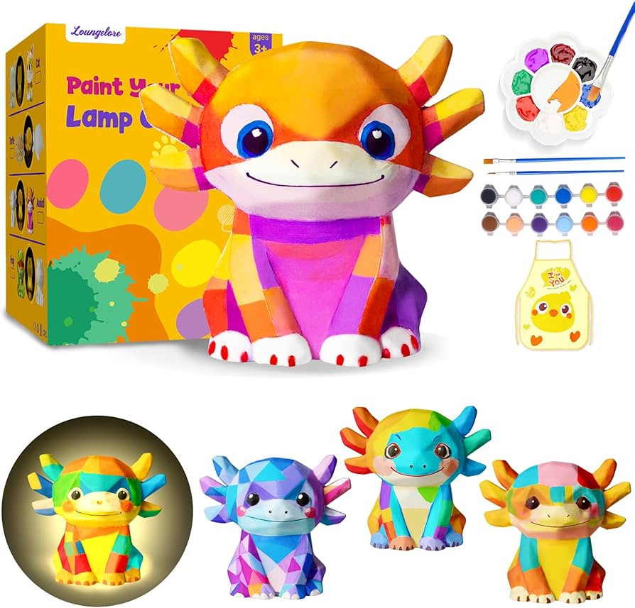 Paint Your Own Axolotl Lamp Kit, Arts and Crafts for Kids Ages 8-12, Arts and Crafts for Kids 4-6... | Amazon (US)