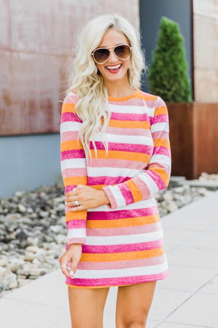 Always Wishing Fuchsia Striped Dress | The Pink Lily Boutique