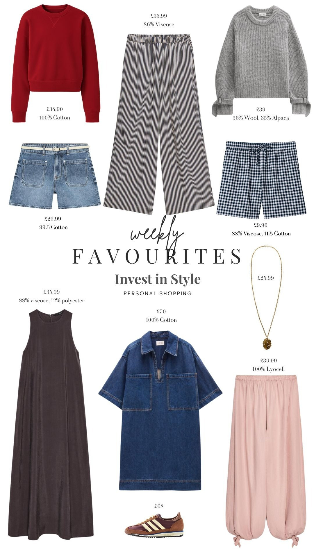 Weekly Favourites 🤎

Transitional Style, Transitonal Fashion, Late Summer Outfit, Shorts, Early Autumn, Denim Dress, Knitwear, Gathered Trousers 

#LTKuk #LTKautumn #LTKsummer